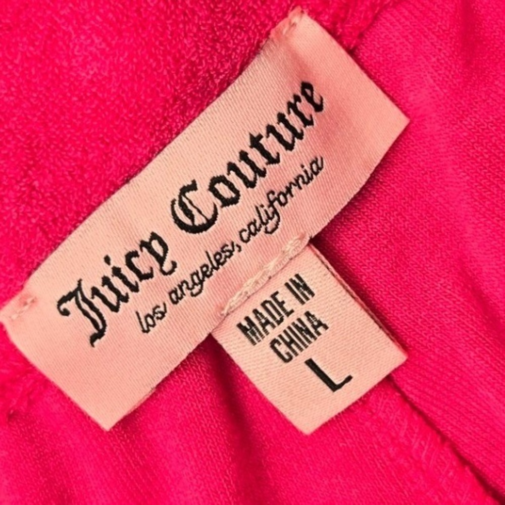 Juicy Couture Vixen Pink Terry Hoodie and Shorts Set Rhinestone Logo size Large - Picture 2 of 12